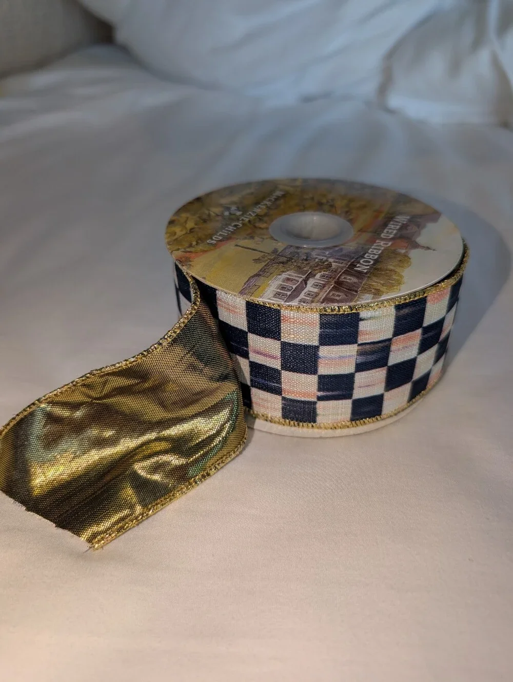 Mackenzie Childs Courtly Check Black And White Ribbon Bundle